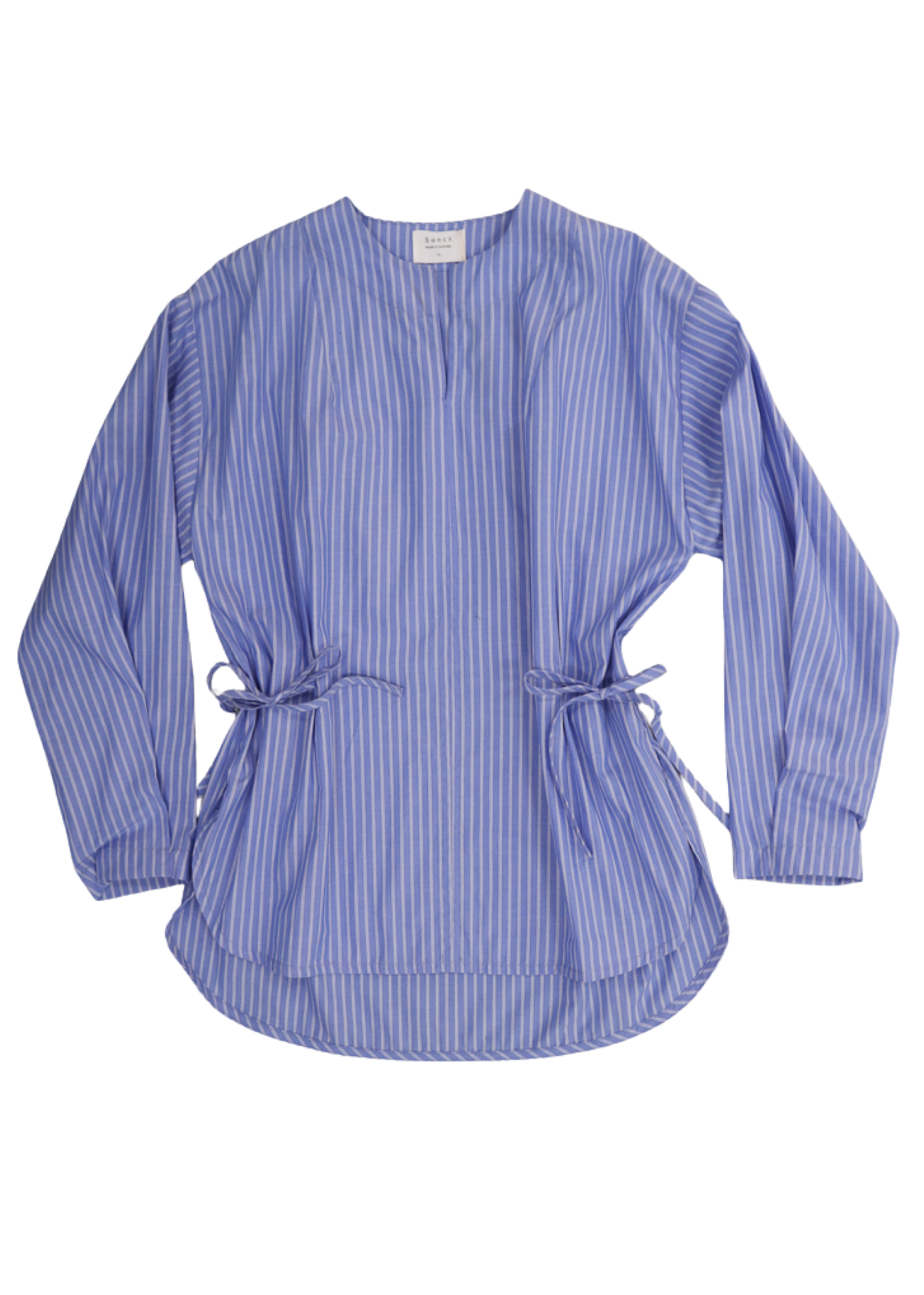 Side Tie Shirt Blue Stripe