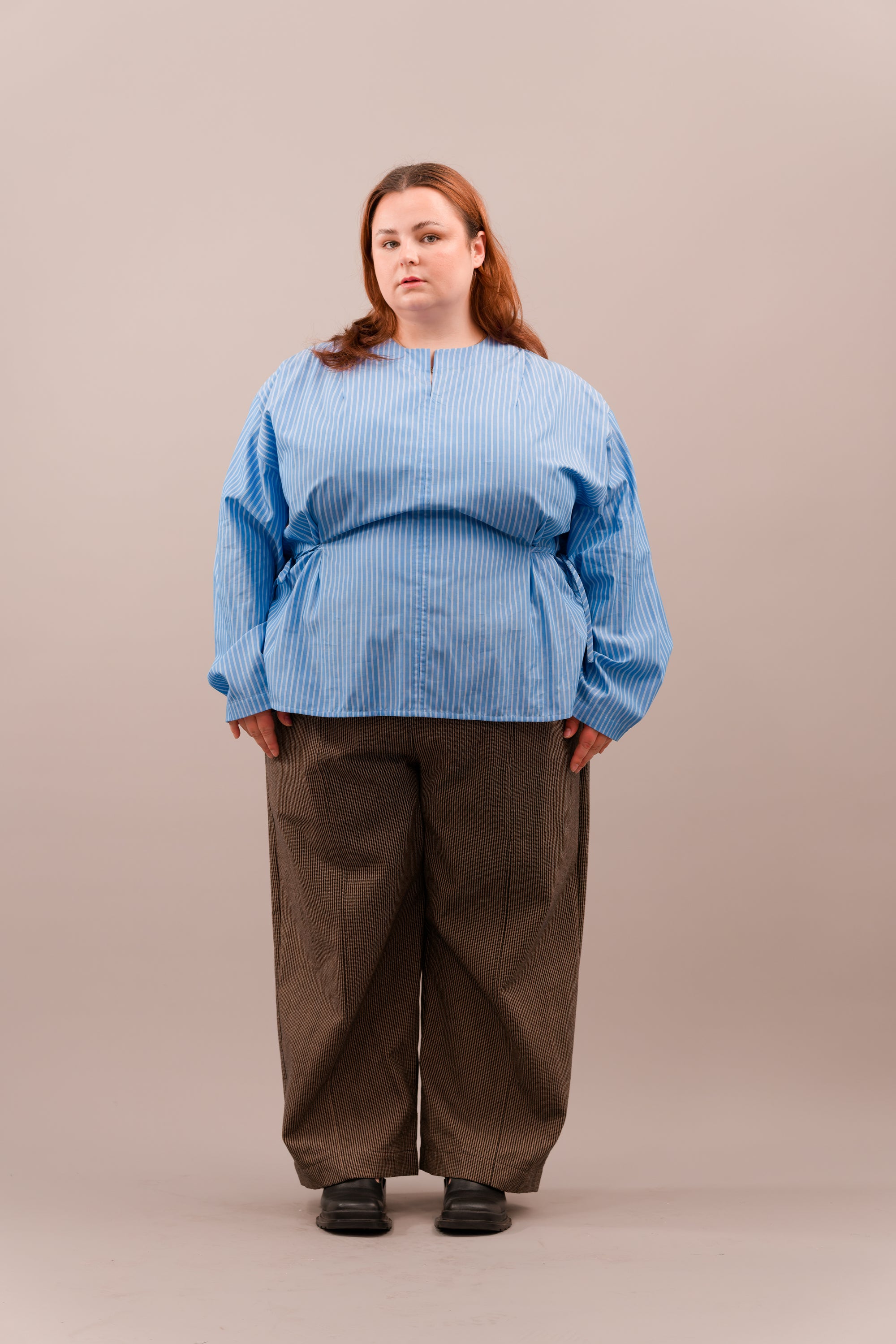 Side Tie Shirt Blue Stripe