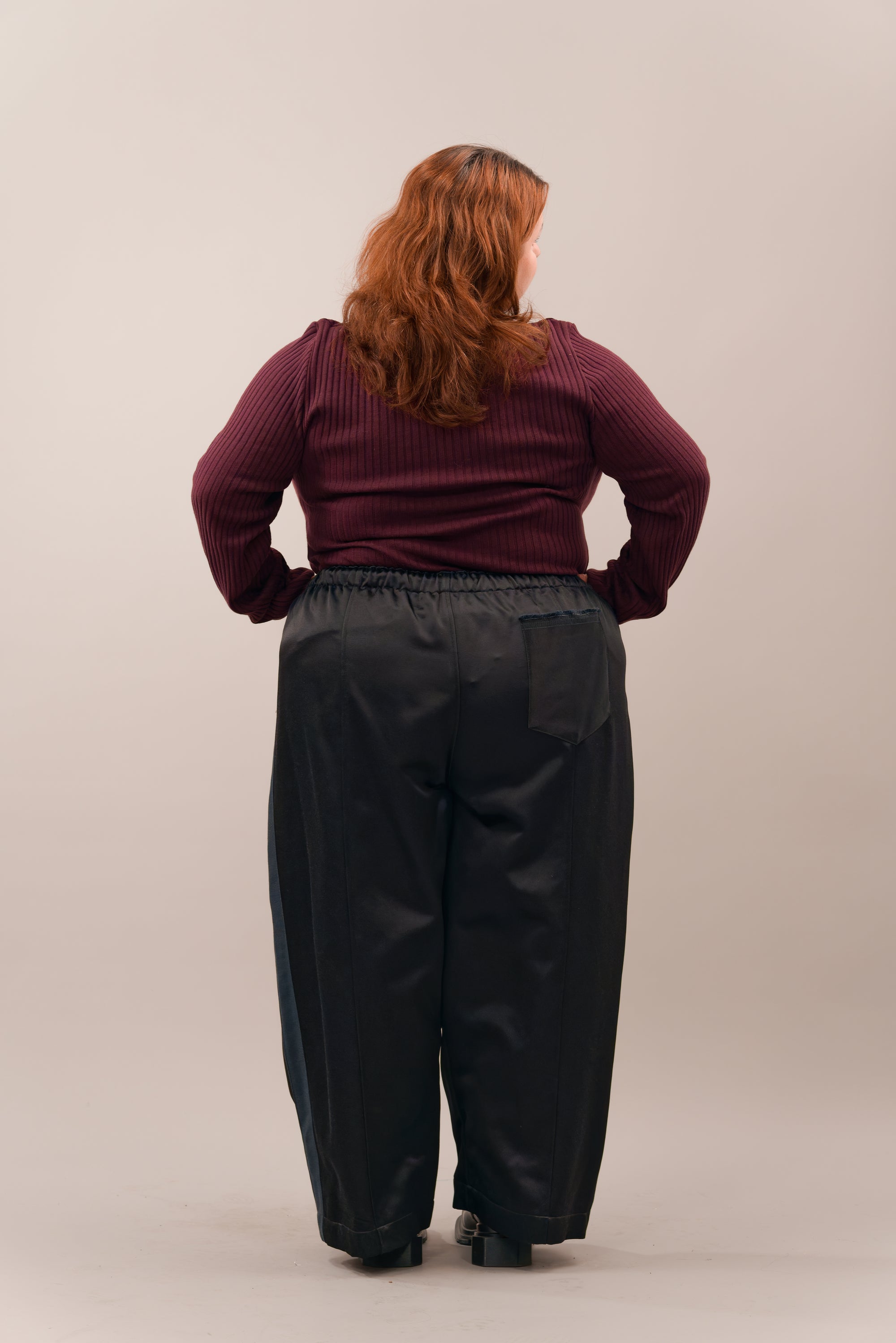 Tux Stripe Core Pant in Black Satin