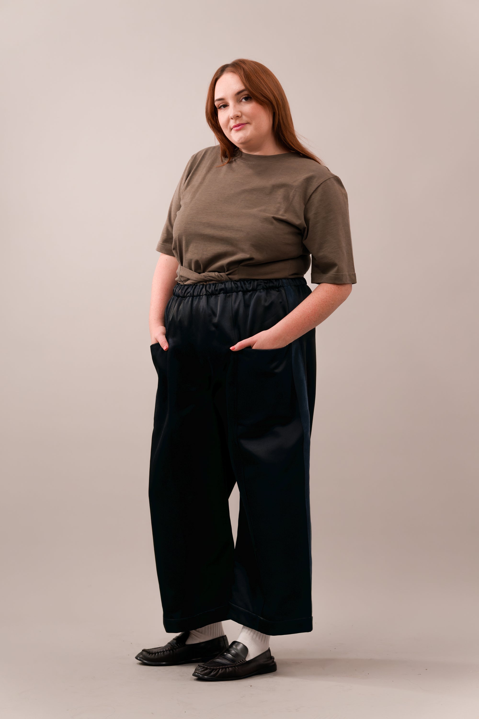 Tux Stripe Core Pant in Black Satin