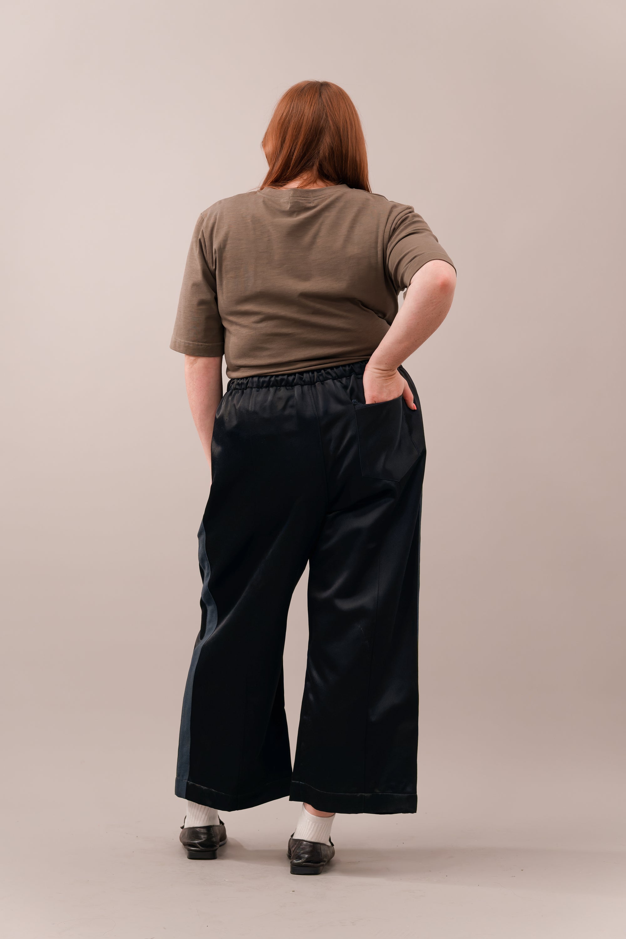 Tux Stripe Core Pant in Black Satin