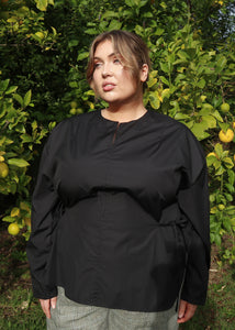 Relaxed Side-Tie Tunic in Black