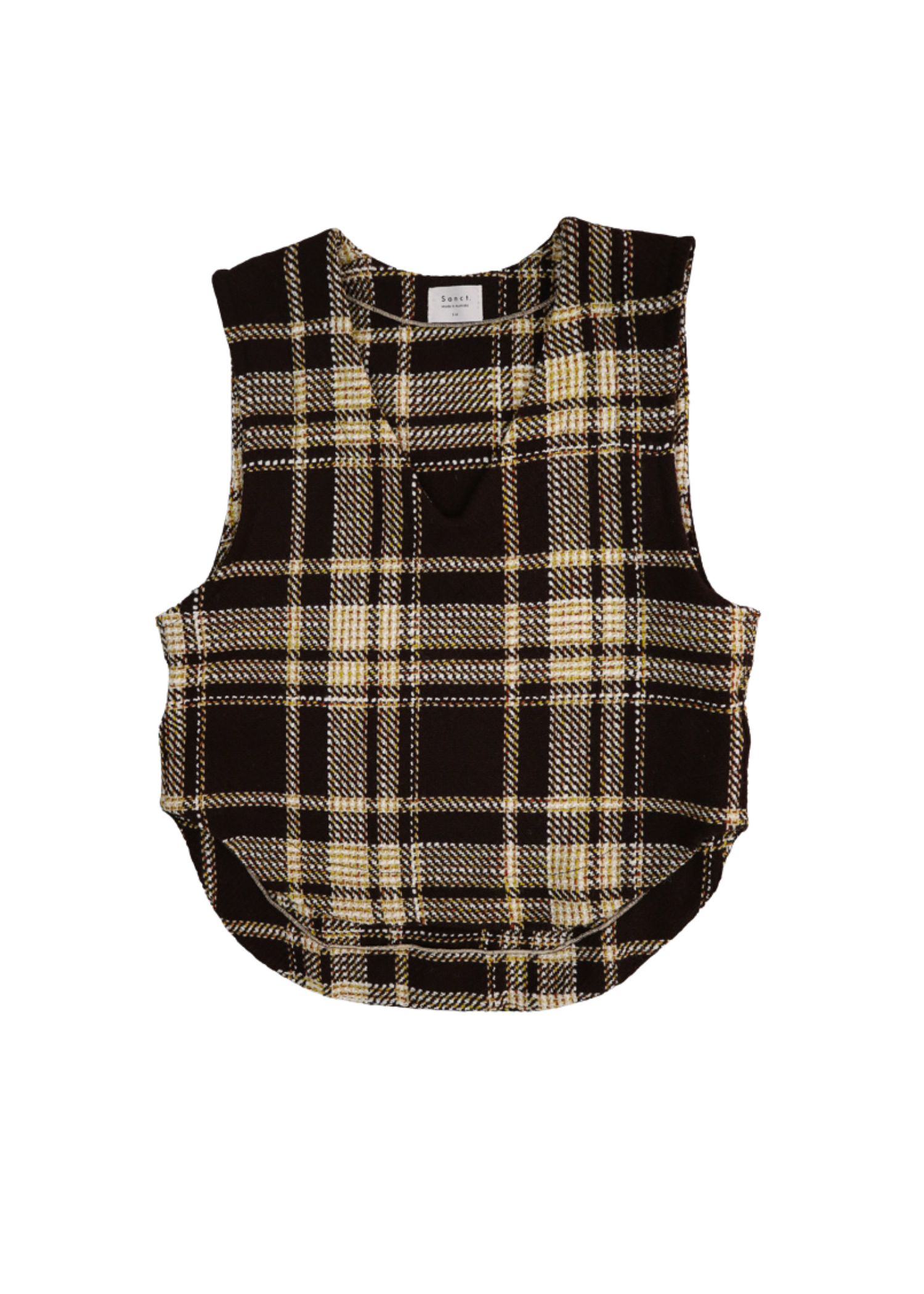 Check Wool Vest in Pecan