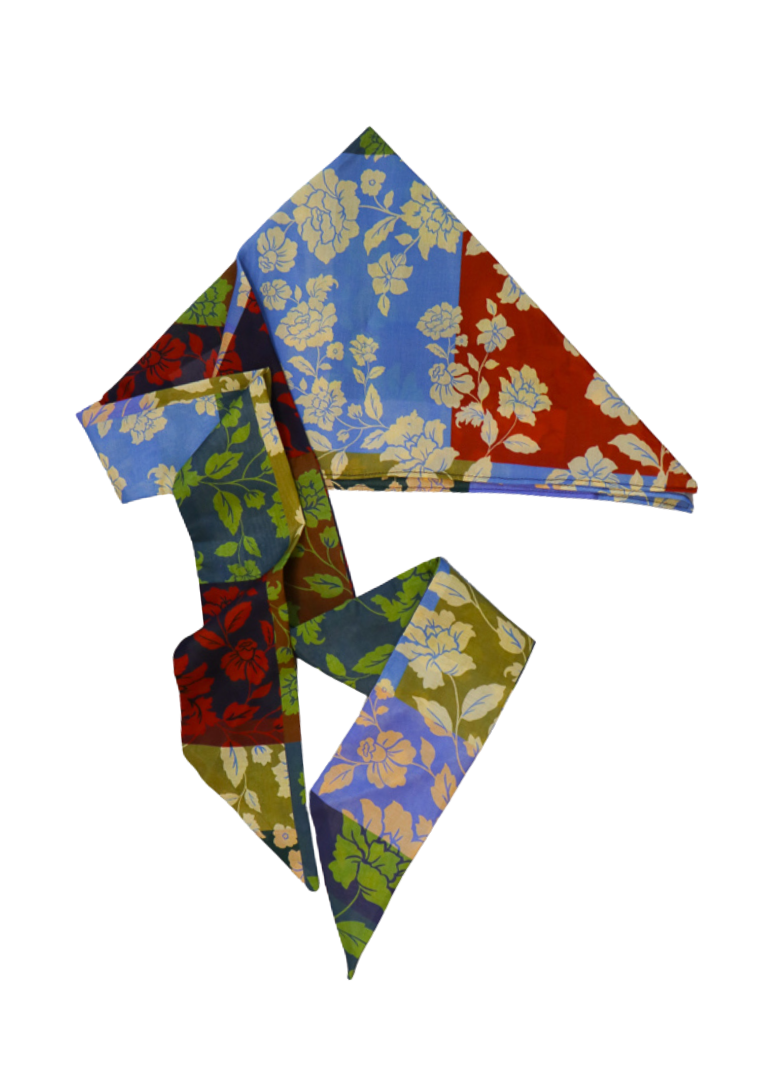 Hairscarf in Patchwork Print Silk/Cotton