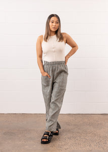 Core Pant in Linen Check
